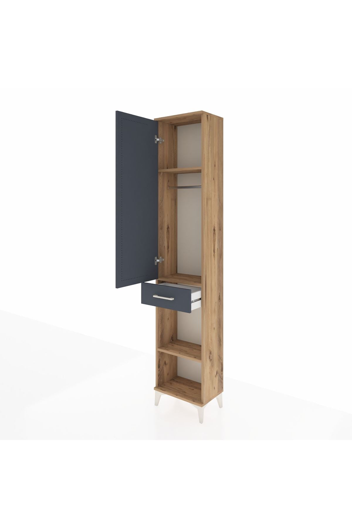 Arges Dolap 3 Raflı Tek Çekmeceli Tek Askılı 44x30x221 - S28M186V8A