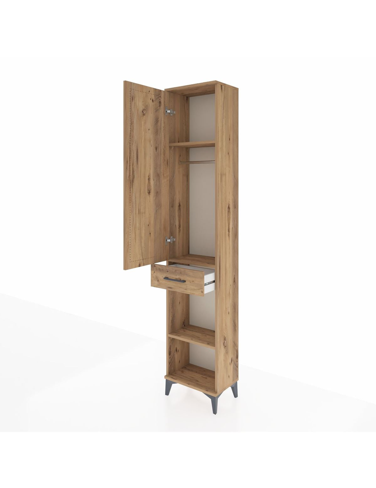 Arges Dolap 3 Raflı Tek Çekmeceli Tek Askılı 44x30x221 - S28M186V9A