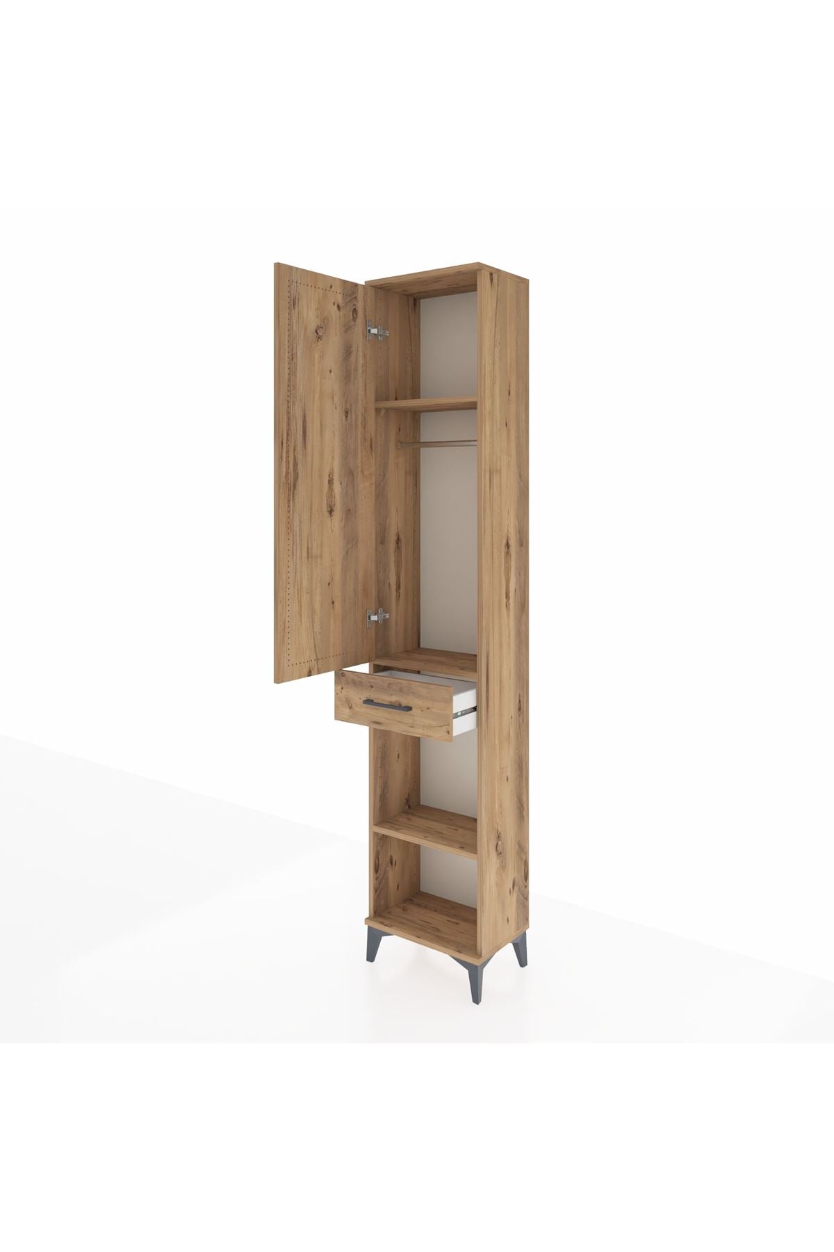Arges Dolap 3 Raflı Tek Çekmeceli Tek Askılı 44x30x221 - S28M186V9A