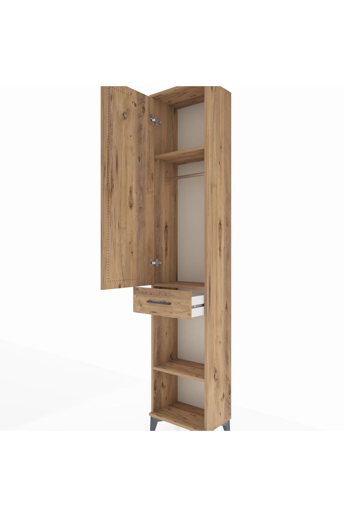Arges Dolap 3 Raflı Tek Çekmeceli Tek Askılı 44x30x221 - S28M186V9A