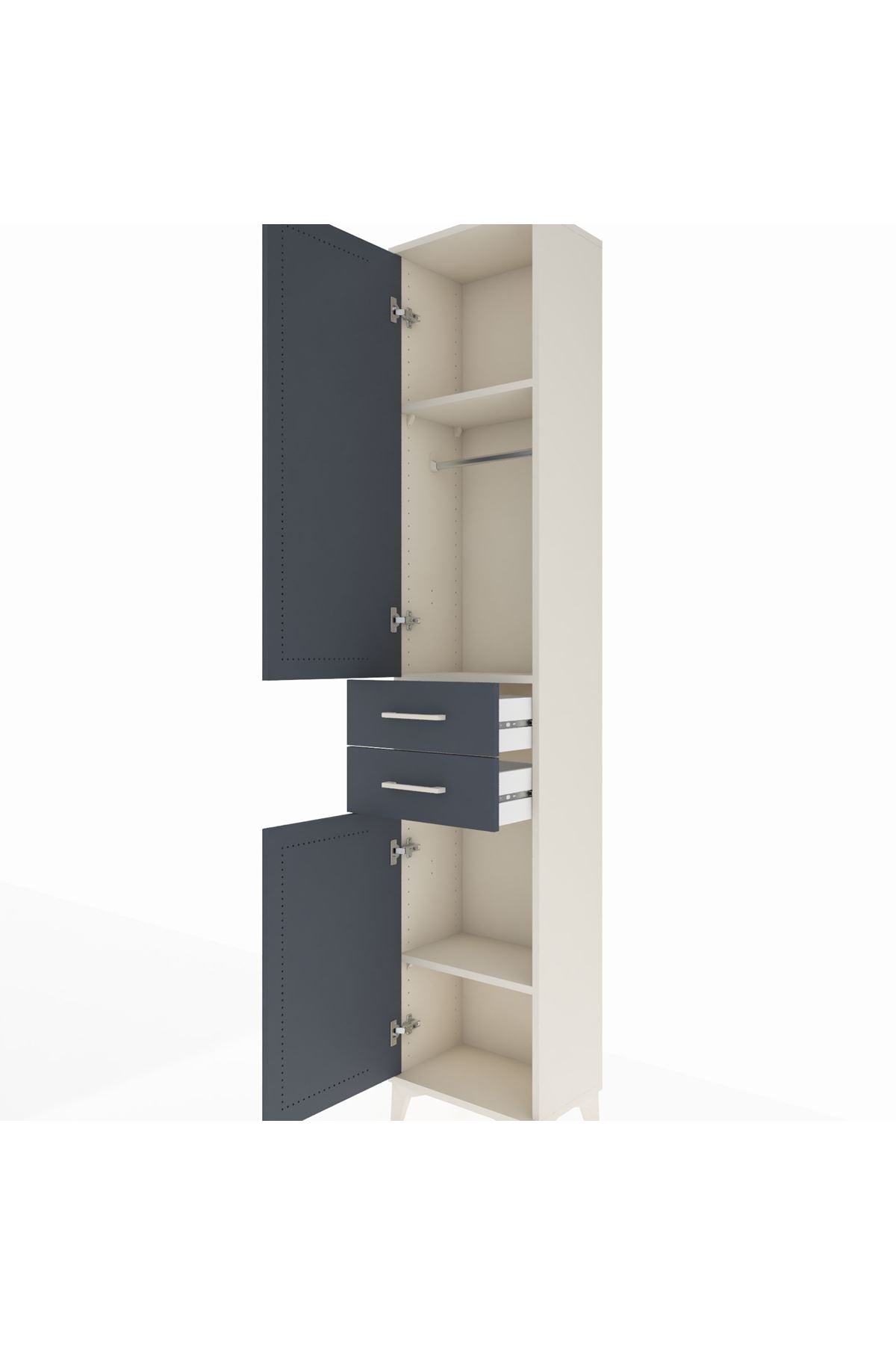 Arges Dolap 3 Raflı 2 Çekmeceli Tek Askılı 44x30x221 - S28M187V2A