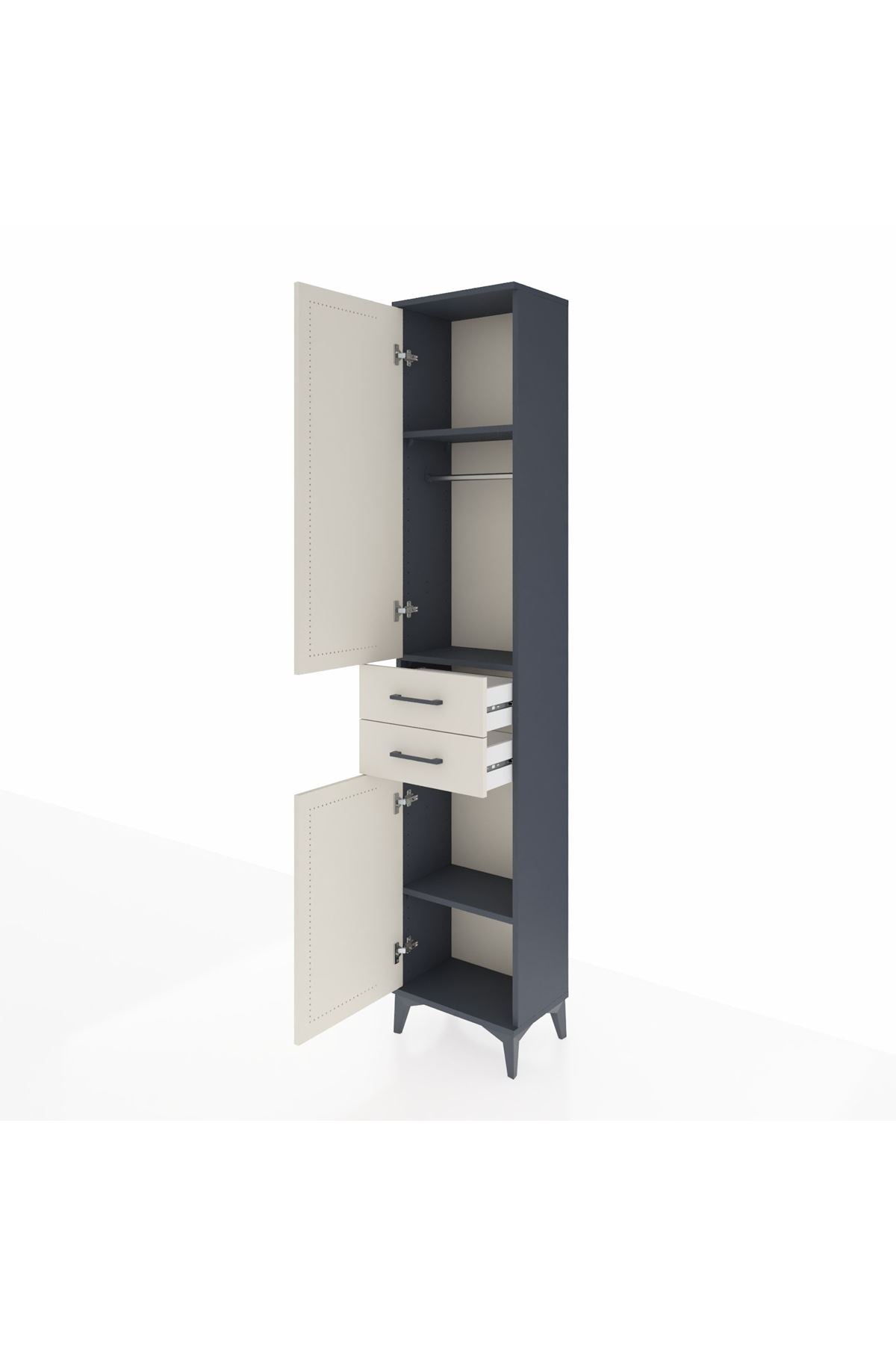 Arges Dolap 3 Raflı 2 Çekmeceli Tek Askılı 44x30x221 - S28M187V4A