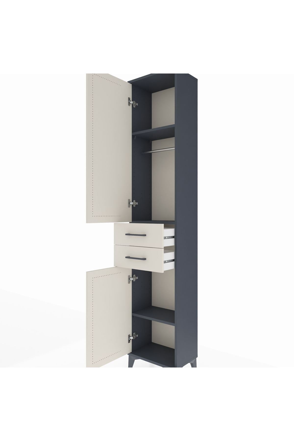 Arges Dolap 3 Raflı 2 Çekmeceli Tek Askılı 44x30x221 - S28M187V4A