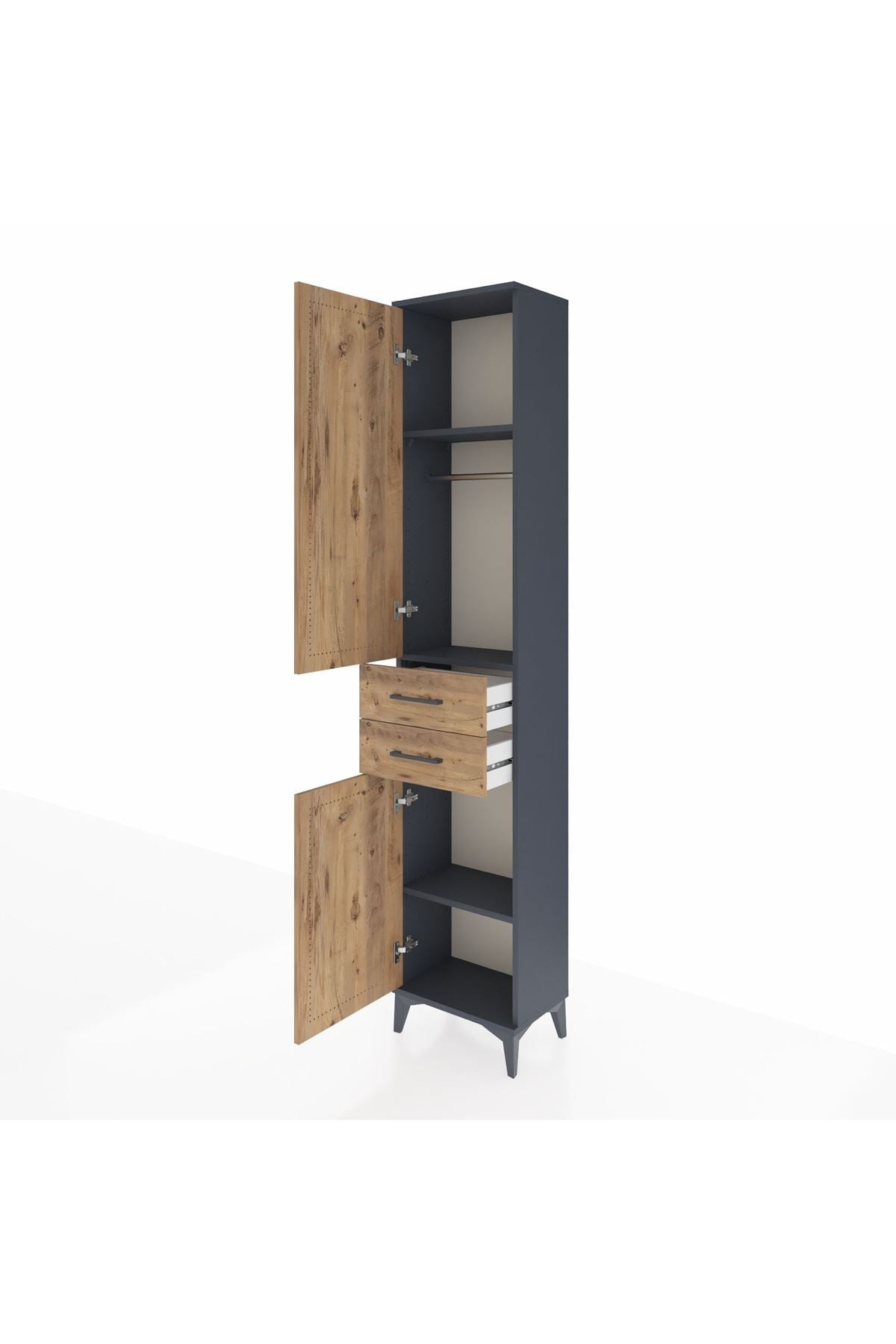 Arges Dolap 3 Raflı 2 Çekmeceli Tek Askılı 44x30x221 - S28M187V6A