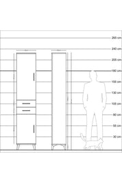 Arges Dolap 3 Raflı 2 Çekmeceli Tek Askılı 44x30x221 - S28M187V7A