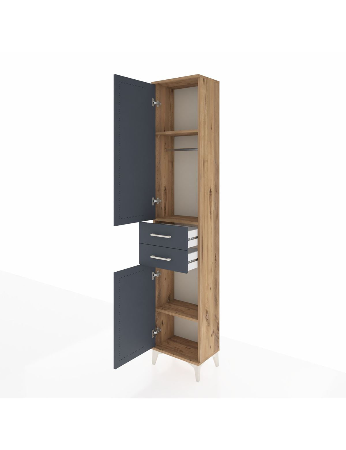 Arges Dolap 3 Raflı 2 Çekmeceli Tek Askılı 44x30x221 - S28M187V8A