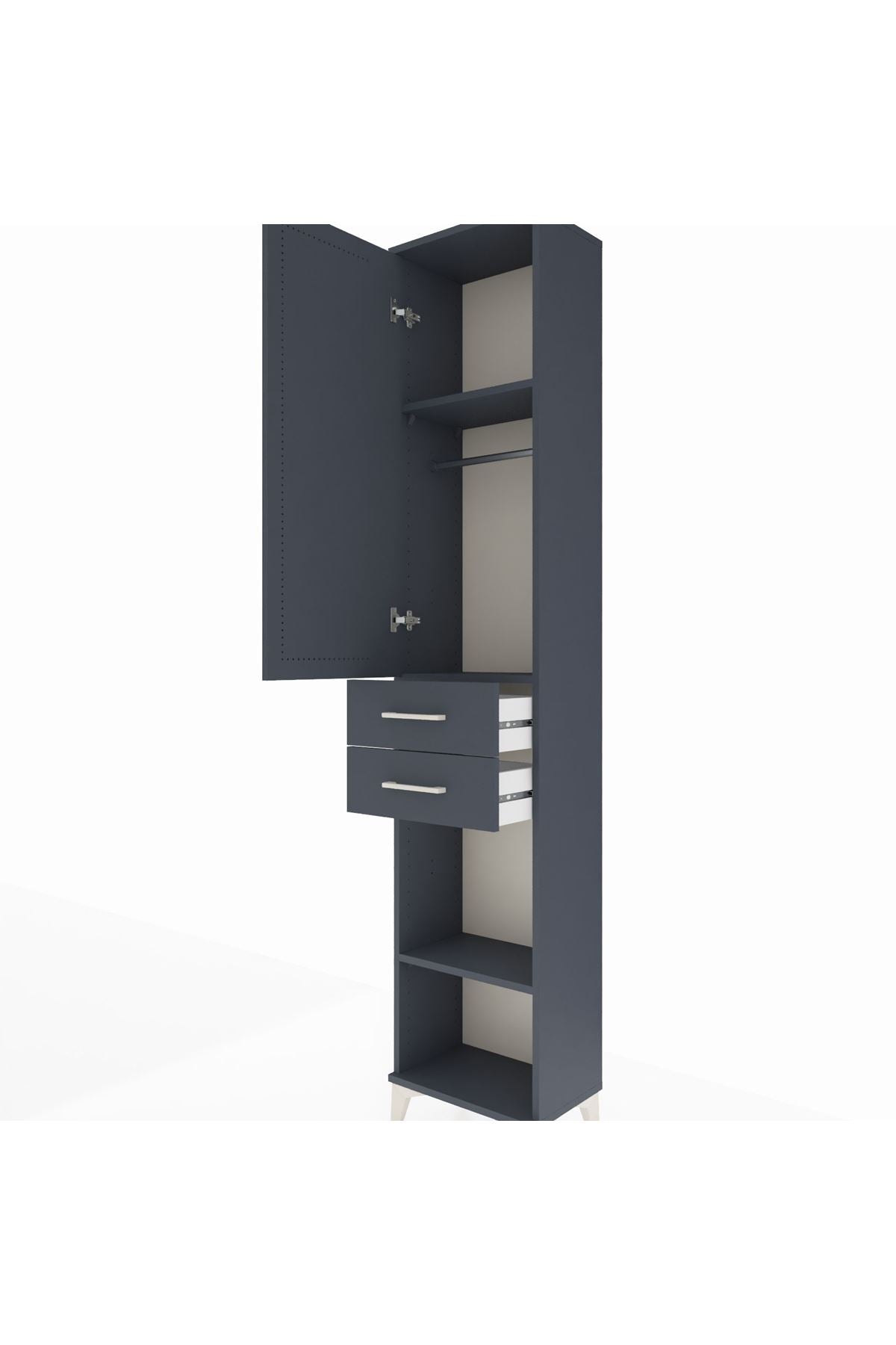 Arges Dolap 3 Raflı 2 Çekmeceli Tek Askılı 44x30x221 - S28M188V5A