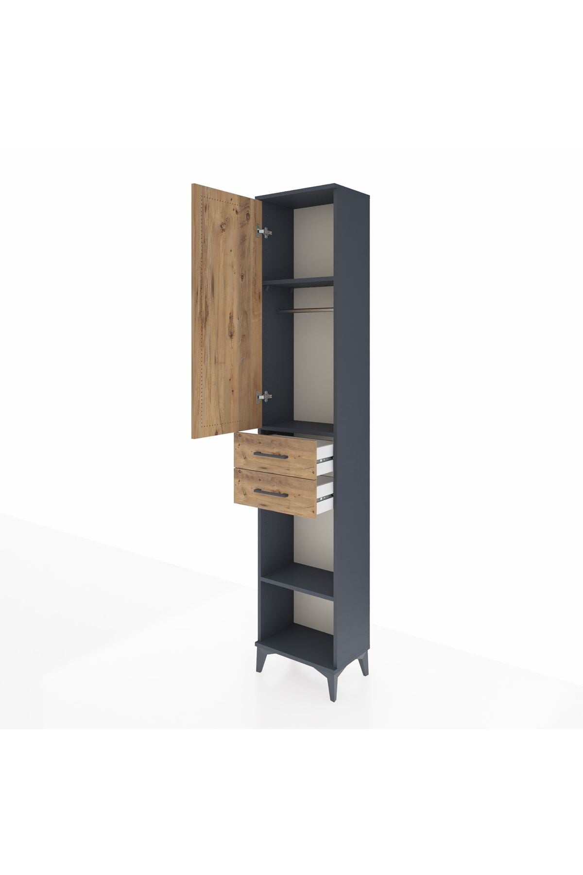 Arges Dolap 3 Raflı 2 Çekmeceli Tek Askılı 44x30x221 - S28M188V6A
