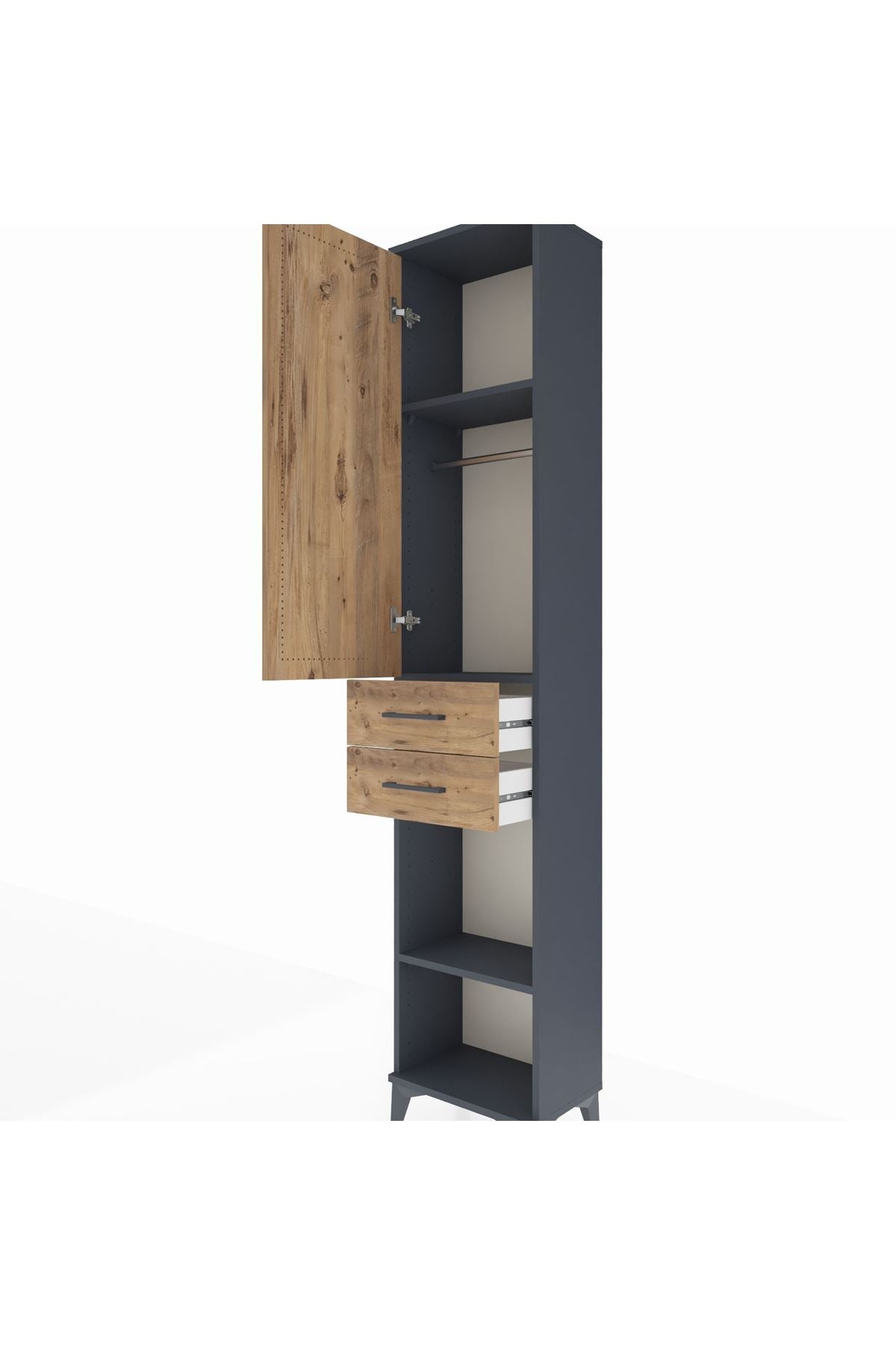 Arges Dolap 3 Raflı 2 Çekmeceli Tek Askılı 44x30x221 - S28M188V6A