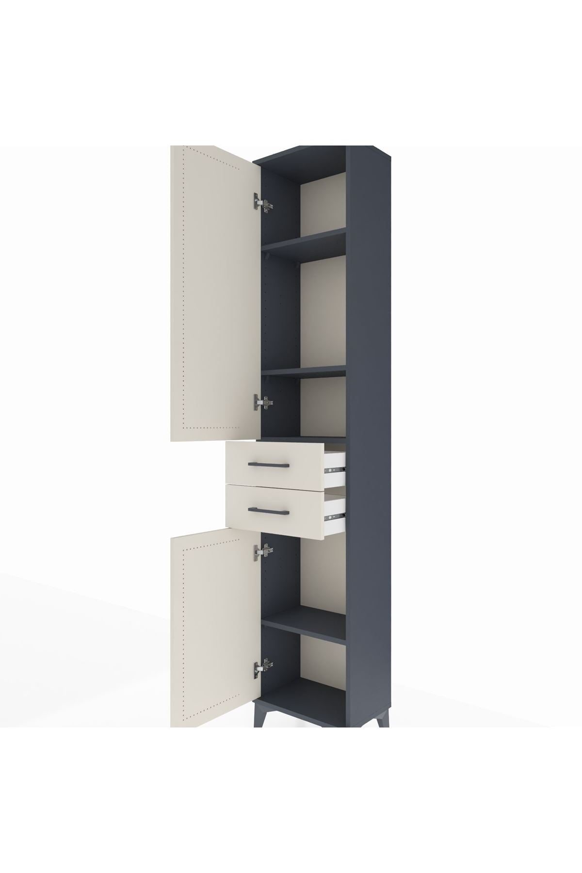 Arges Dolap 4 Raflı 2 Çekmeceli 2 Kapaklı 44x30x221 - S28M189V4A
