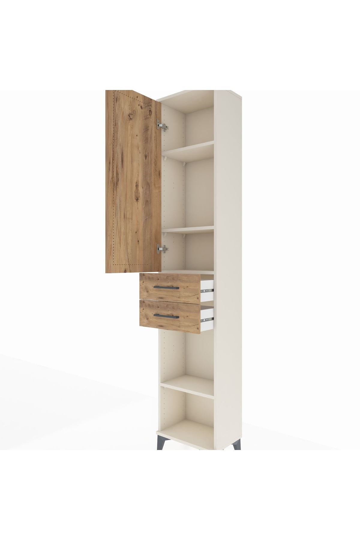 Arges Dolap 4 Raflı 2 Çekmeceli Tek Kapaklı 44x30x221 - S28M190V3A