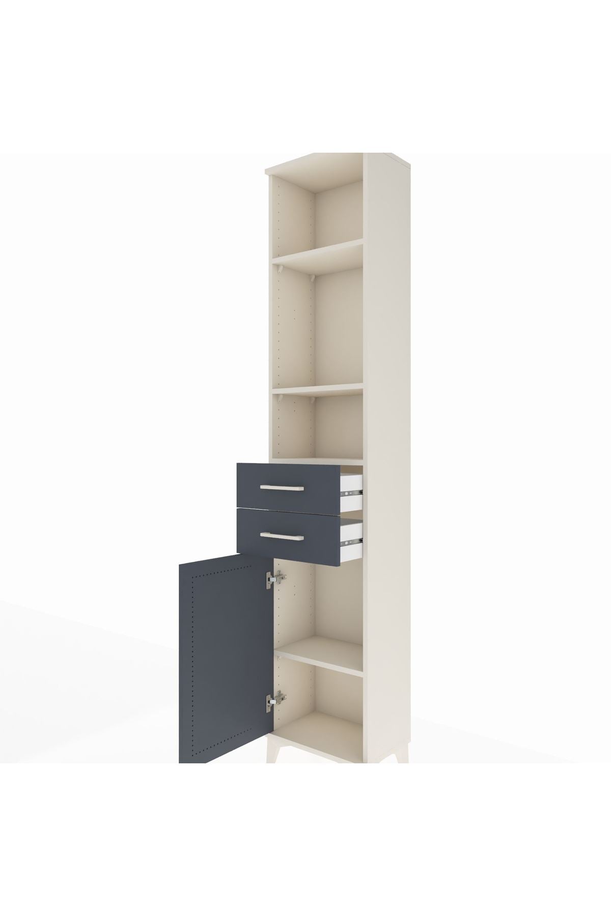 Arges Dolap 4 Raflı 2 Çekmeceli Tek Kapaklı 44x30x221 - S28M191V2A