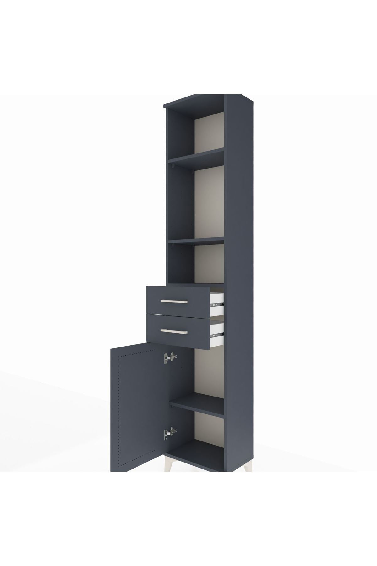 Arges Dolap 4 Raflı 2 Çekmeceli Tek Kapaklı 44x30x221 - S28M191V5A