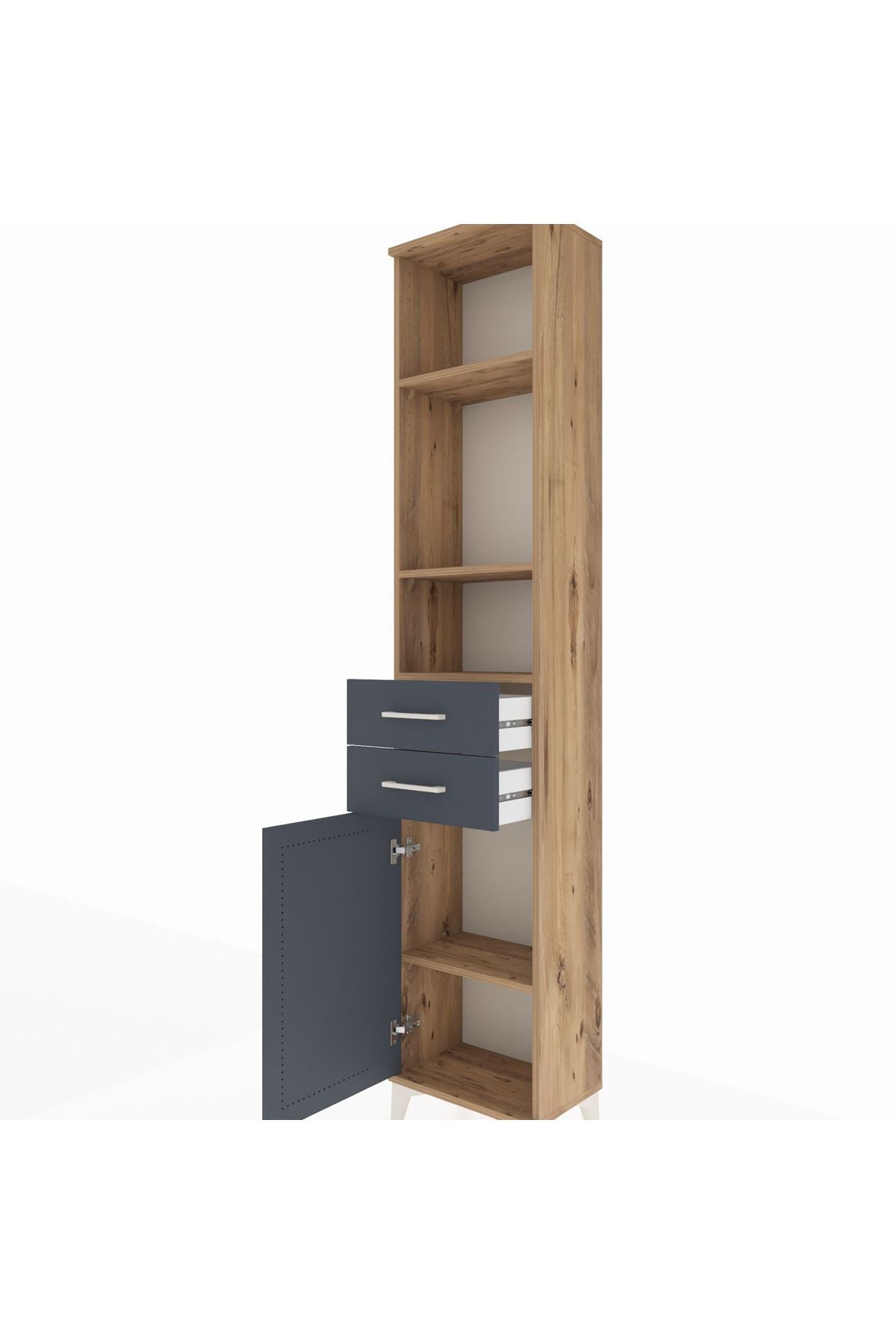 Arges Dolap 4 Raflı 2 Çekmeceli Tek Kapaklı 44x30x221 - S28M191V8A