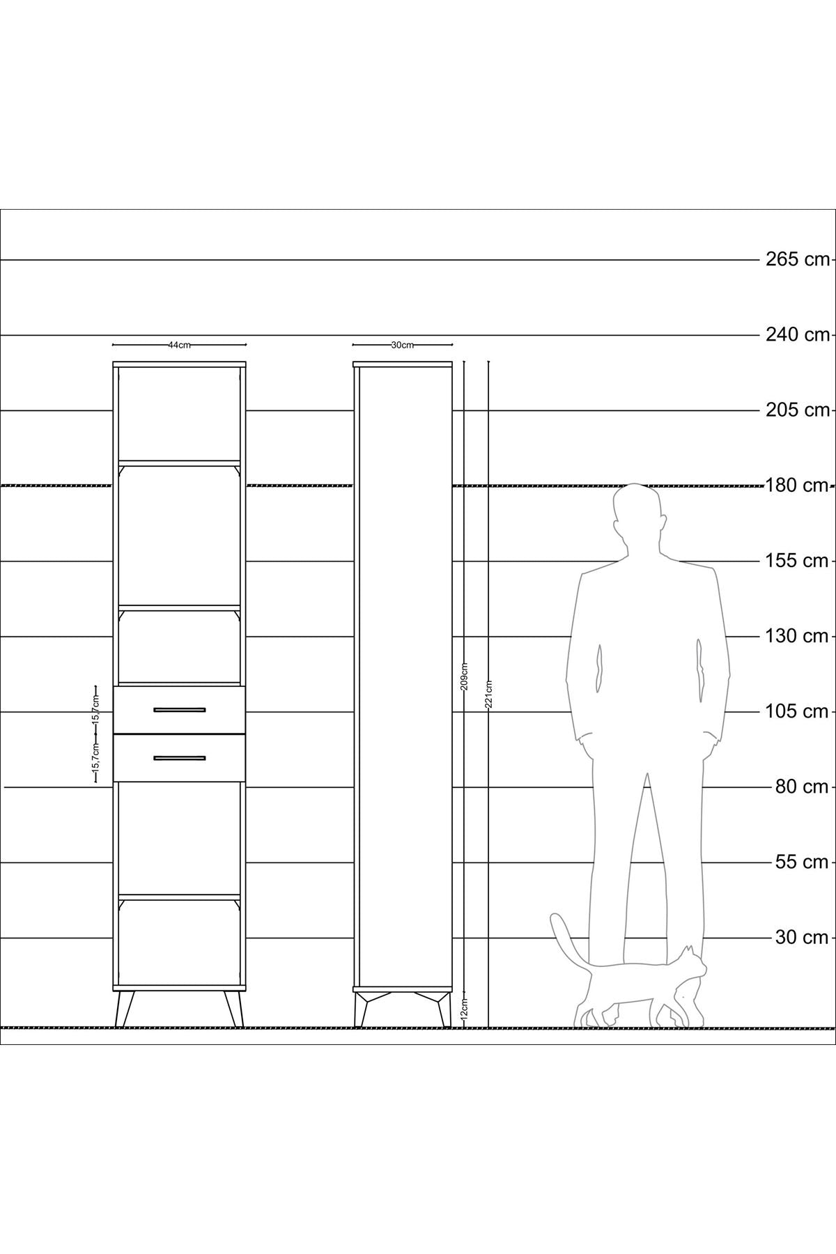 Arges Dolap 4 Raflı 2 Çekmeceli 44x30x221 - S28M192V5A