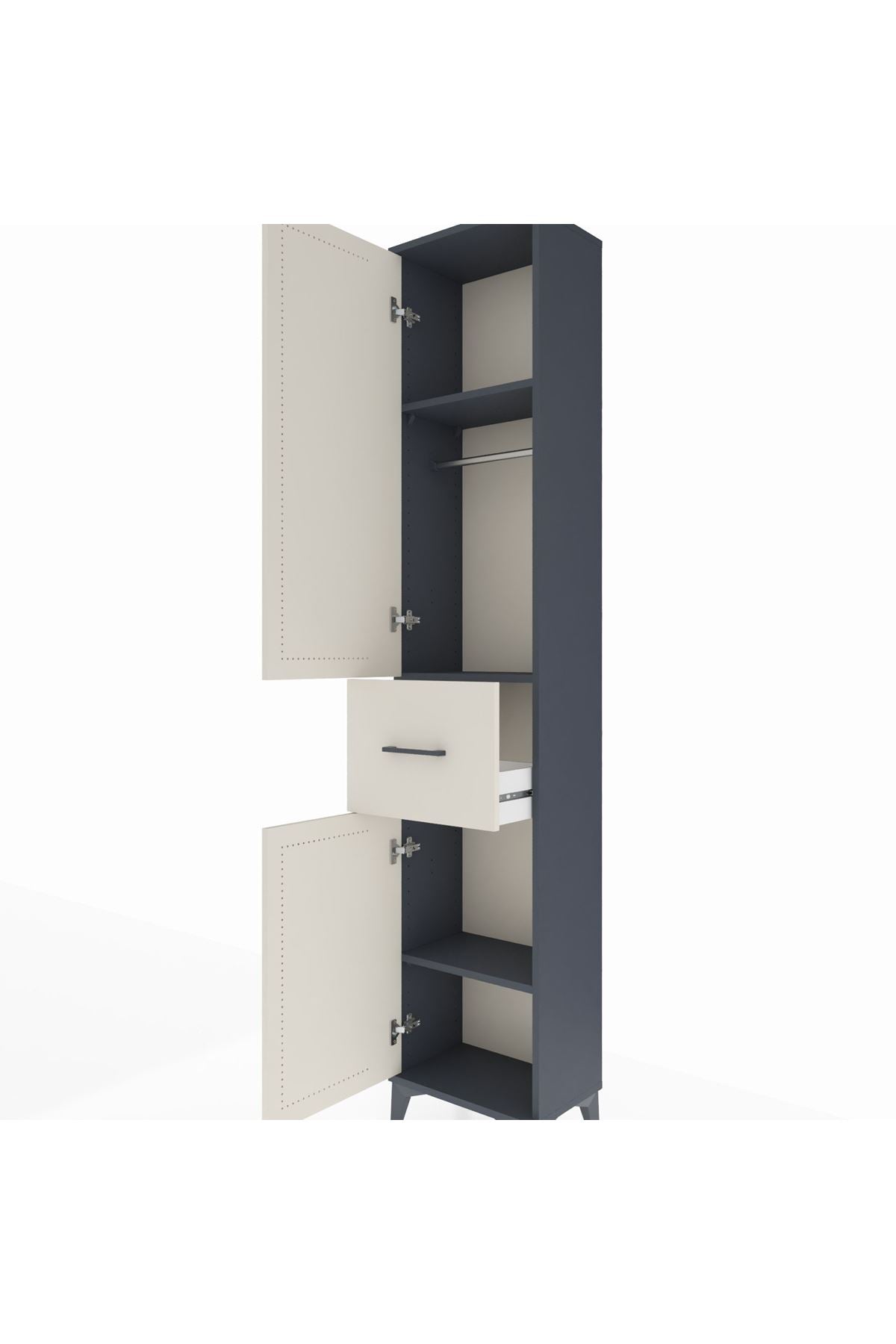 Arges Dolap 3 Raflı Tek Çekmeceli Tek Askılı 44x30x221 - S28M193V4A