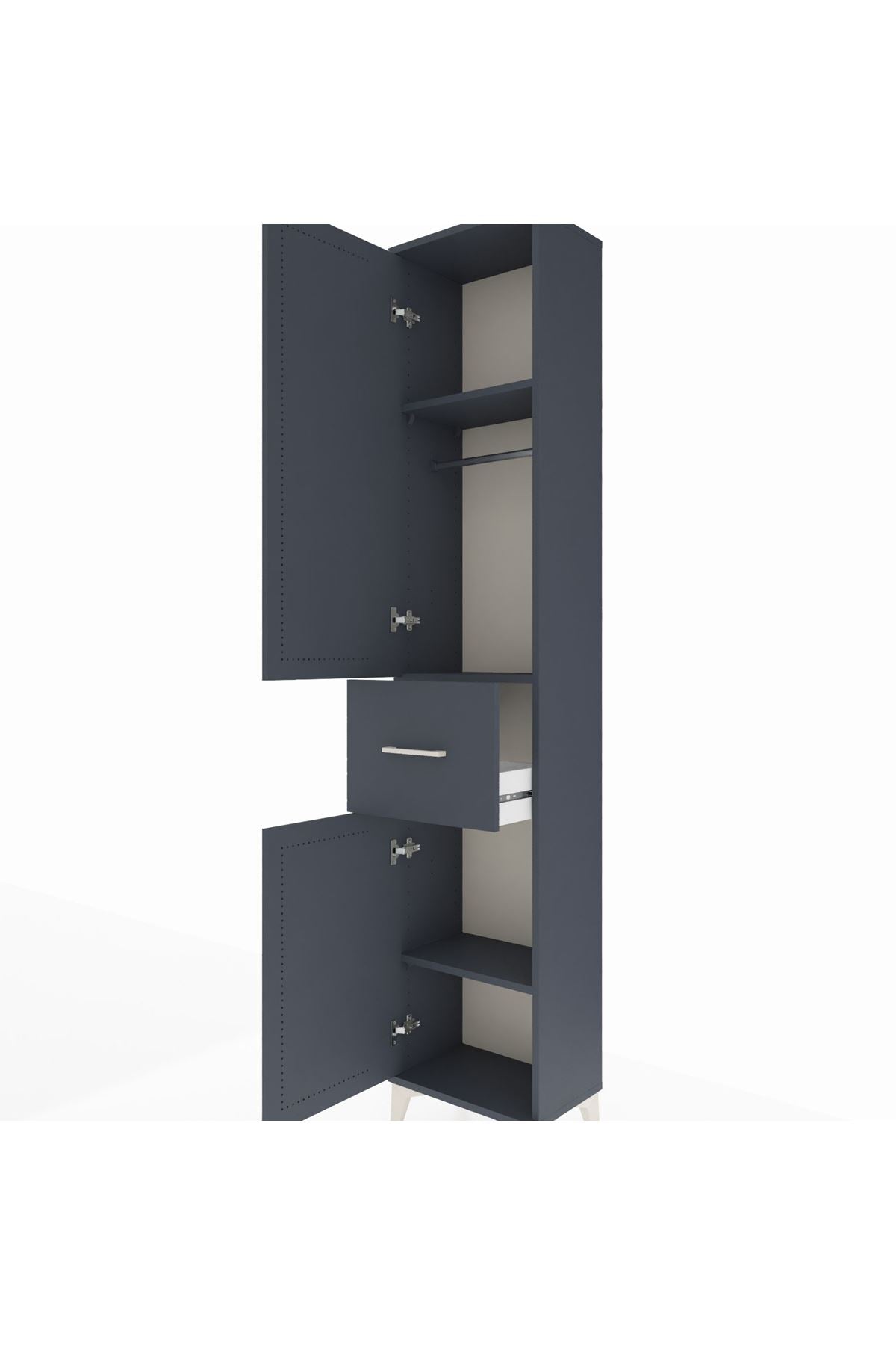 Arges Dolap 3 Raflı Tek Çekmeceli Tek Askılı 44x30x221 - S28M193V5A