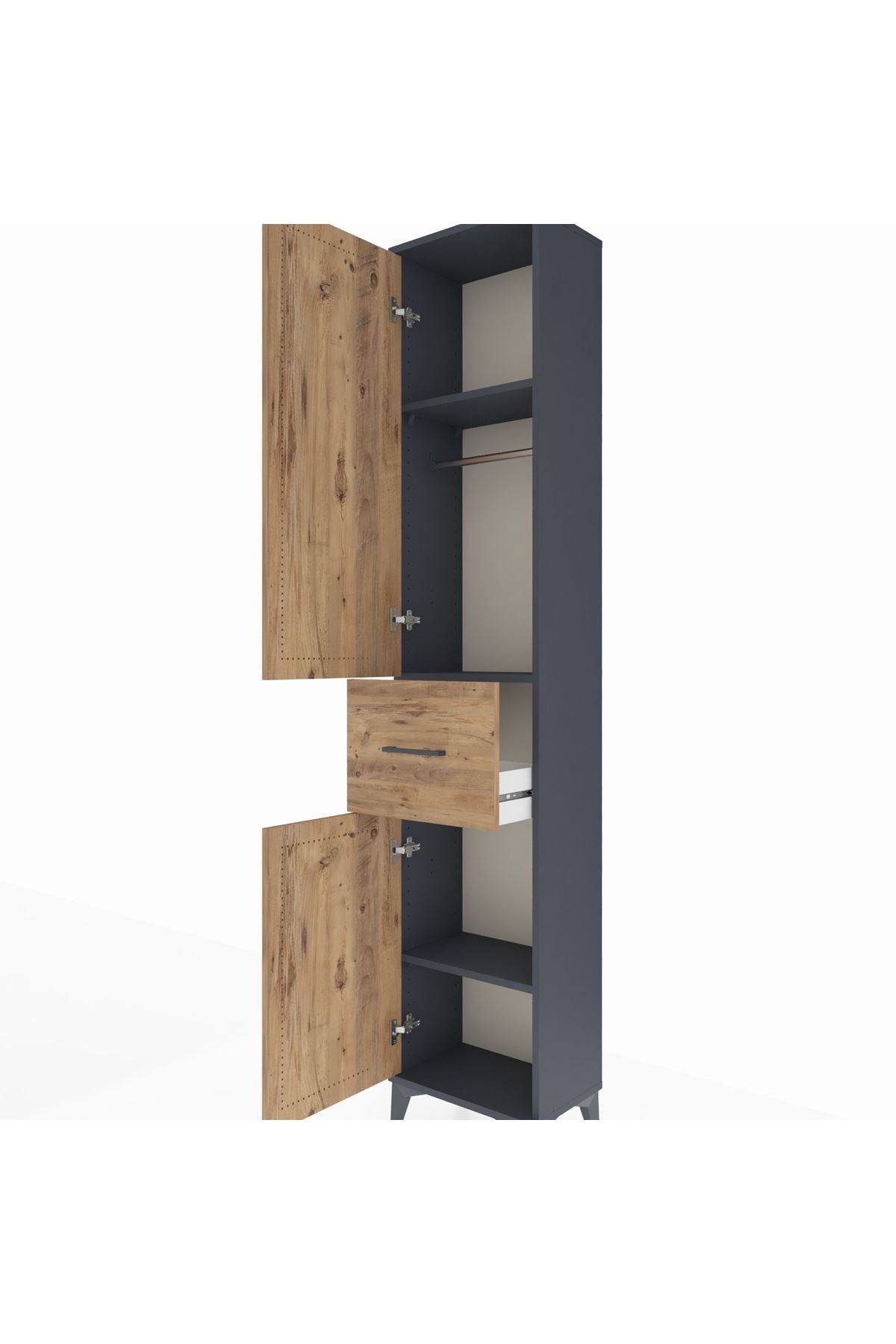 Arges Dolap 3 Raflı Tek Çekmeceli Tek Askılı 44x30x221 - S28M193V6A