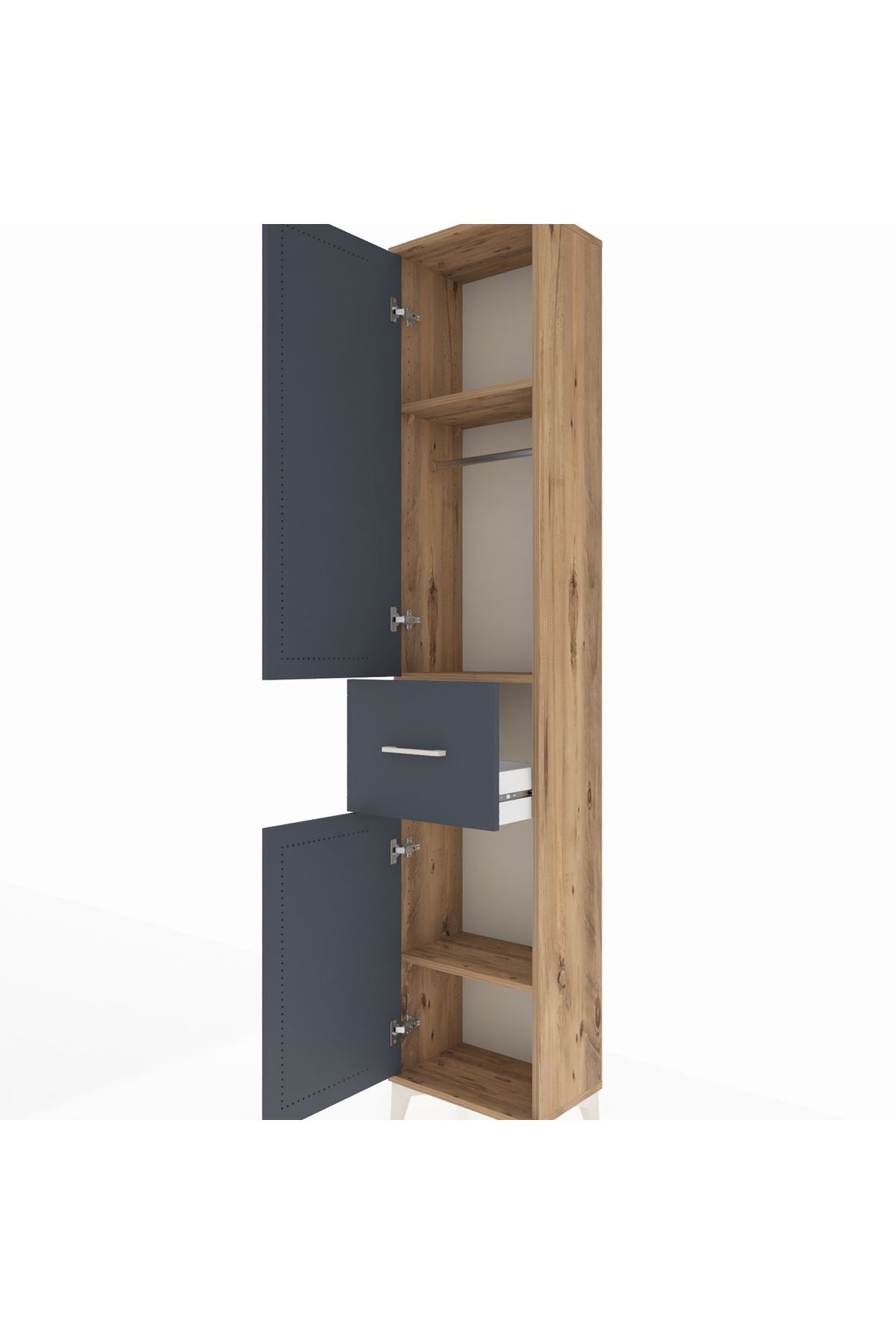 Arges Dolap 3 Raflı Tek Çekmeceli Tek Askılı 44x30x221 - S28M193V8A