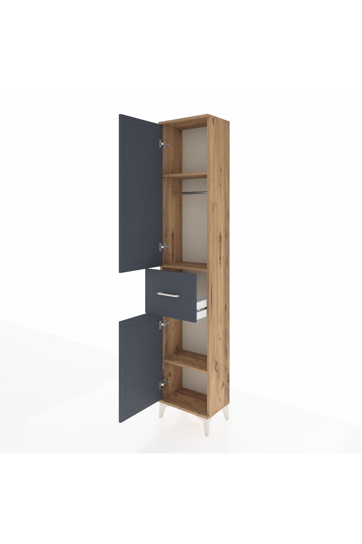 Arges Dolap 3 Raflı Tek Çekmeceli Tek Askılı 44x30x221 - S28M193V8A