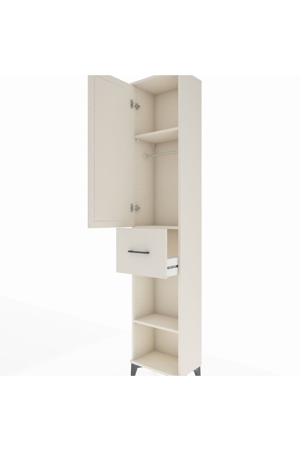 Arges Dolap 3 Raflı Tek Çekmeceli Tek Askılı 44x30x221 - S28M194V1A