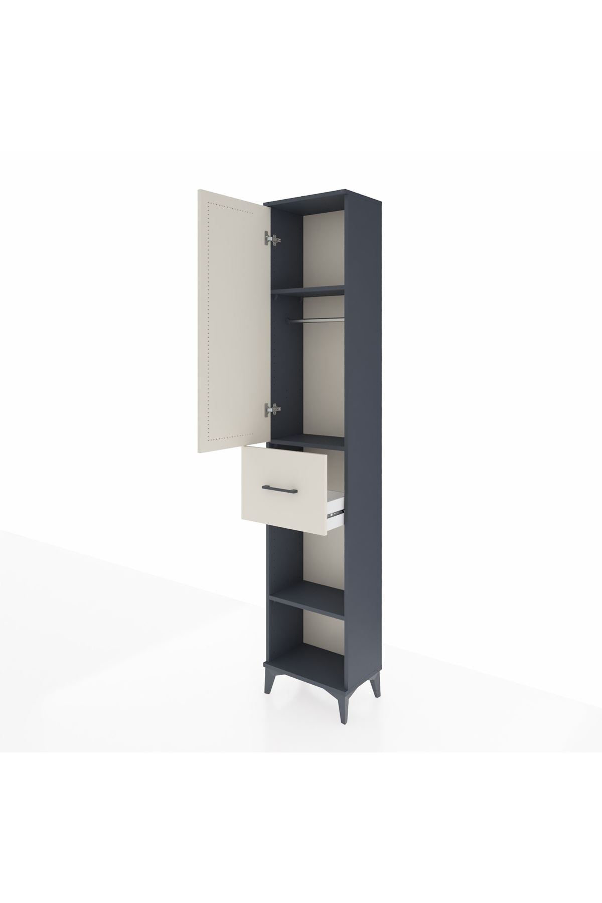 Arges Dolap 3 Raflı Tek Çekmeceli Tek Askılı 44x30x221 - S28M194V4A