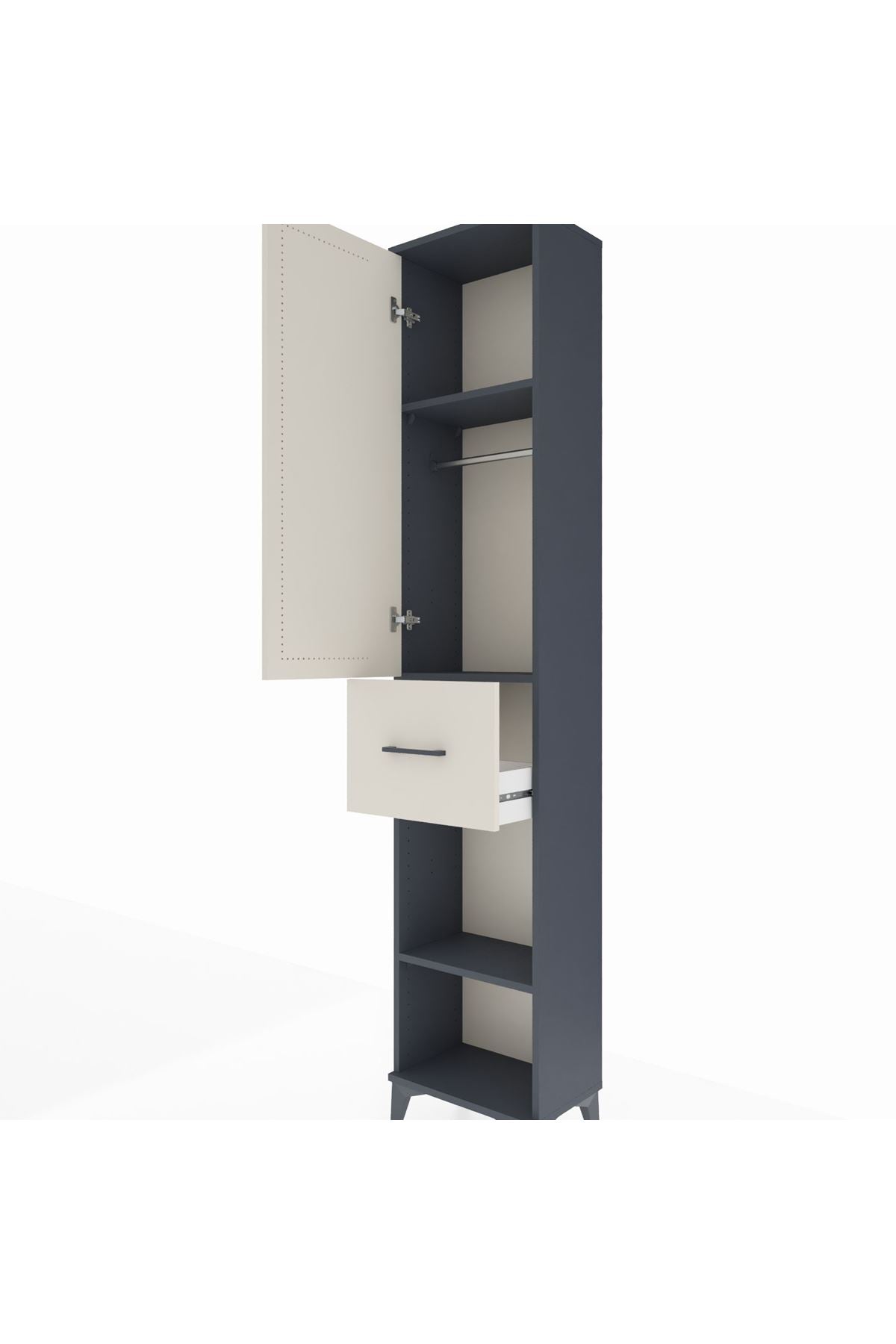 Arges Dolap 3 Raflı Tek Çekmeceli Tek Askılı 44x30x221 - S28M194V4A