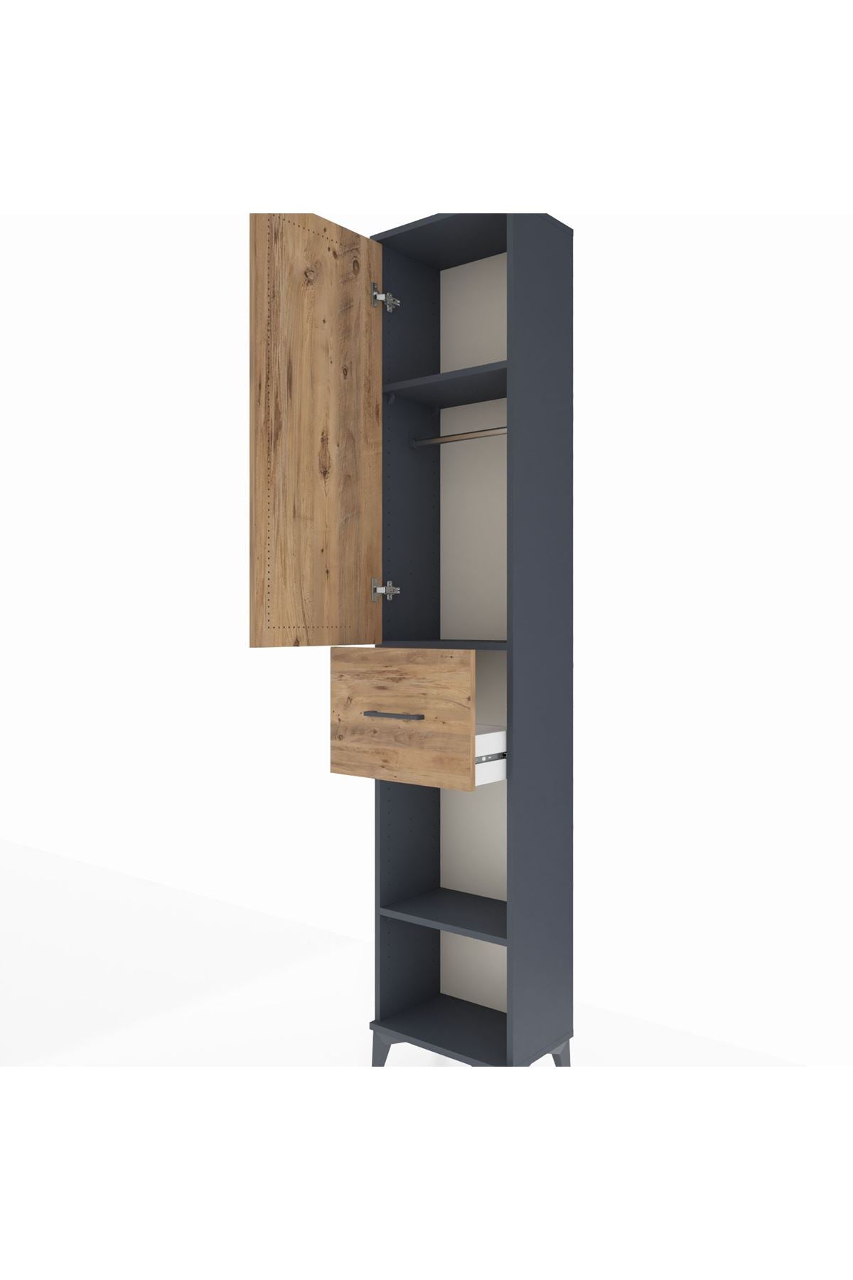 Arges Dolap 3 Raflı Tek Çekmeceli Tek Askılı 44x30x221 - S28M194V6A