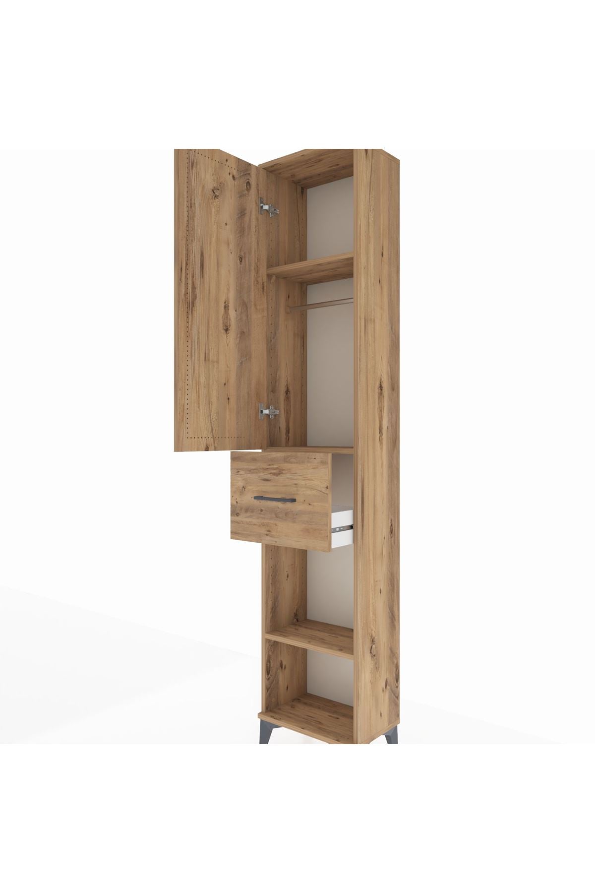 Arges Dolap 3 Raflı Tek Çekmeceli Tek Askılı 44x30x221 - S28M194V9A