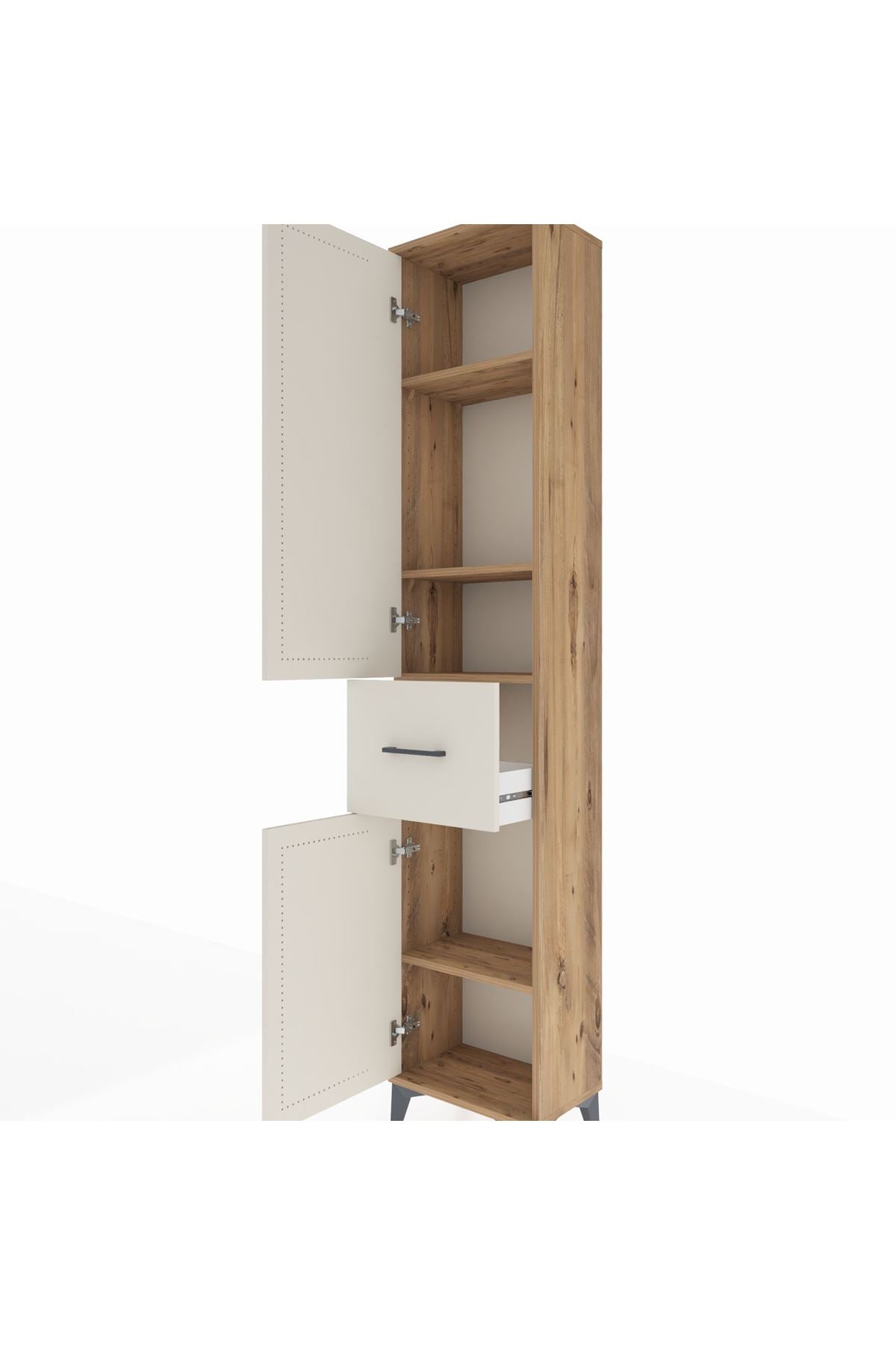 Arges Dolap 4 Raflı Tek Çekmeceli 2 Kapaklı 44x30x221 - S28M195V7A