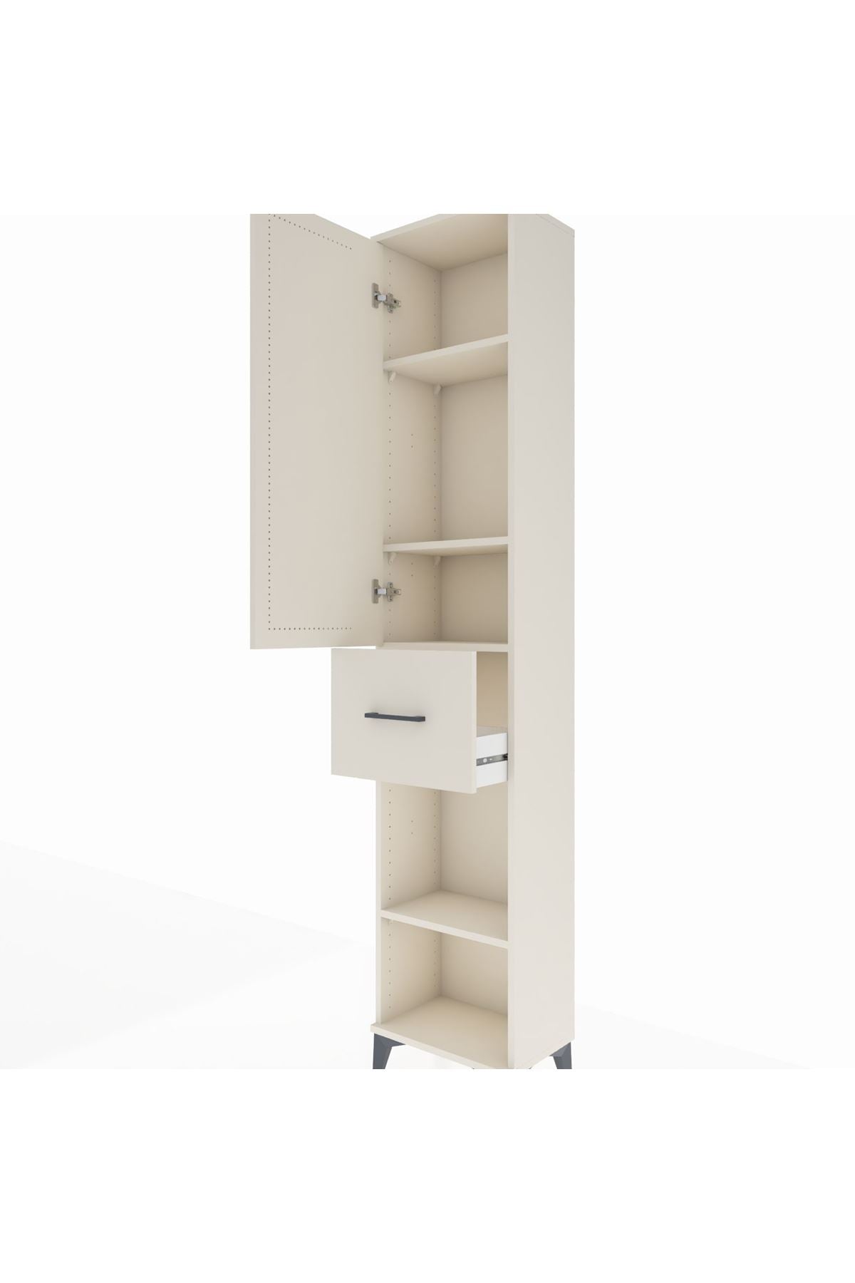 Arges Dolap 4 Raflı Tek Çekmeceli Tek Kapaklı 44x30x221 - S28M196V1A