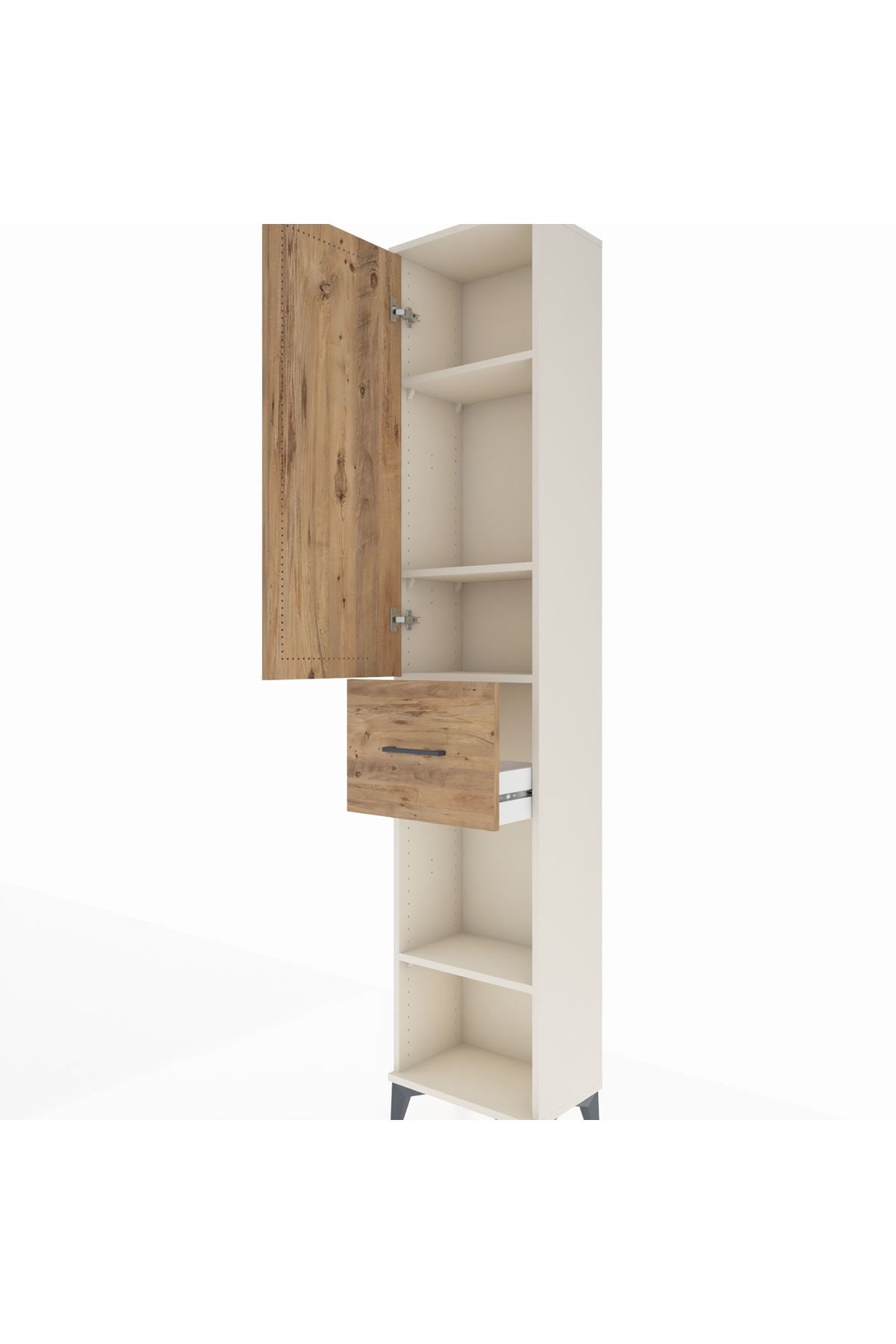 Arges Dolap 4 Raflı Tek Çekmeceli Tek Kapaklı 44x30x221 - S28M196V3A