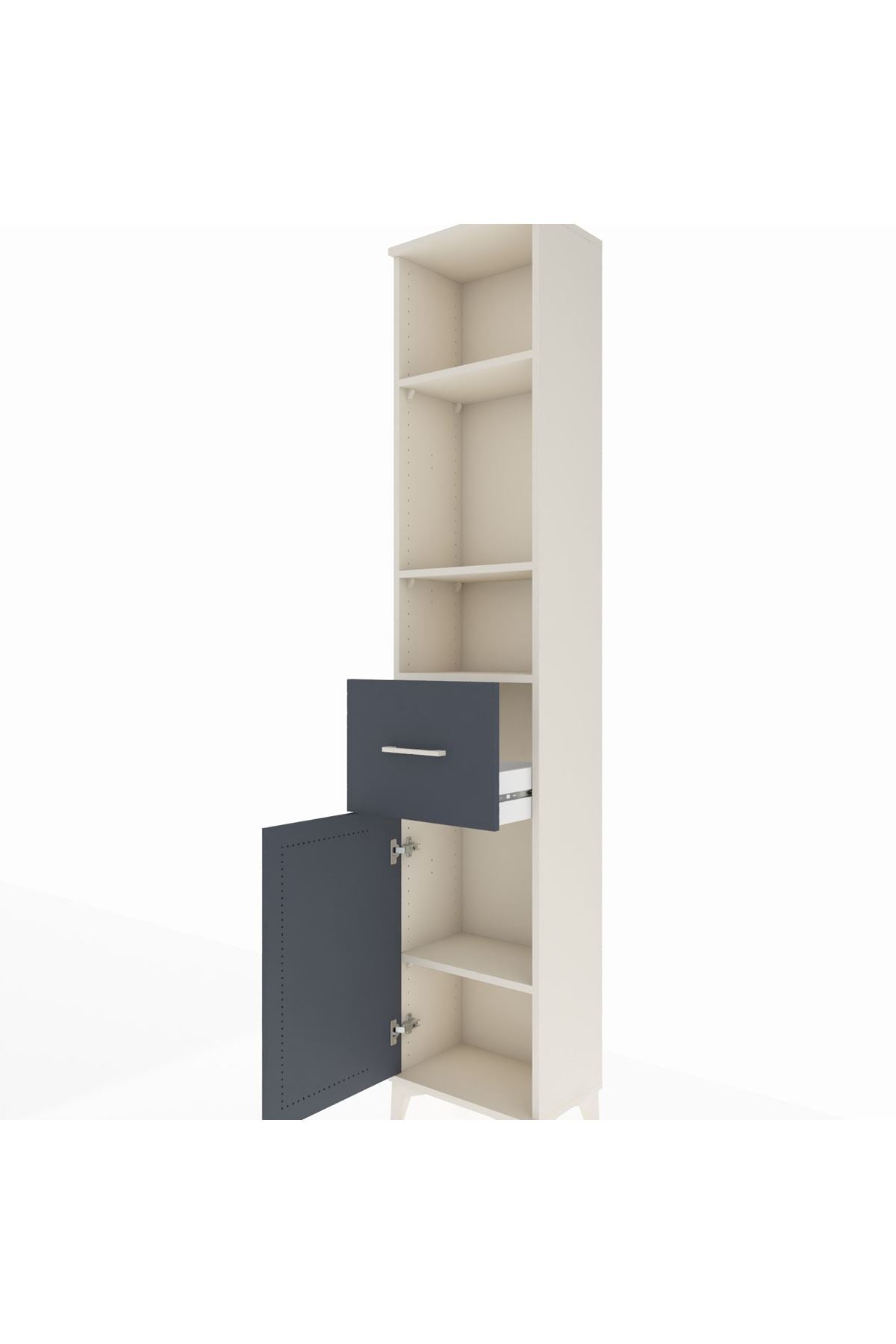 Arges Dolap 4 Raflı Tek Çekmeceli Tek Kapaklı 44x30x221 - S28M197V2A
