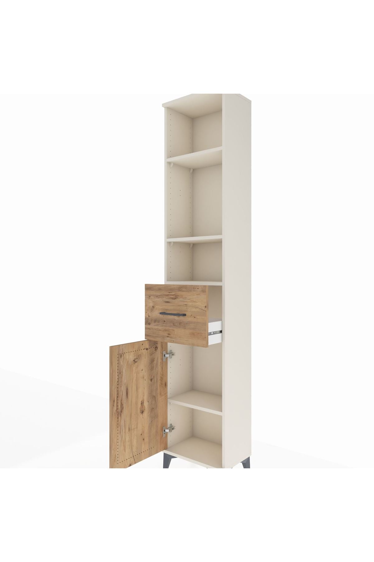 Arges Dolap 4 Raflı Tek Çekmeceli Tek Kapaklı 44x30x221 - S28M197V3A