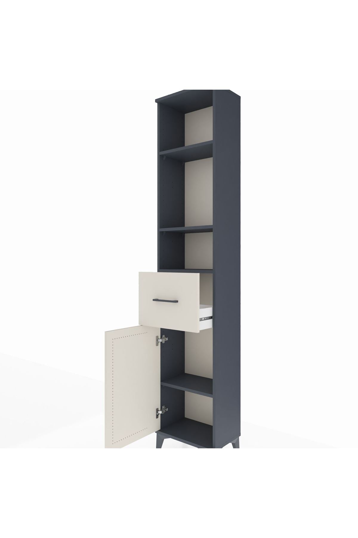 Arges Dolap 4 Raflı Tek Çekmeceli Tek Kapaklı 44x30x221 - S28M197V4A