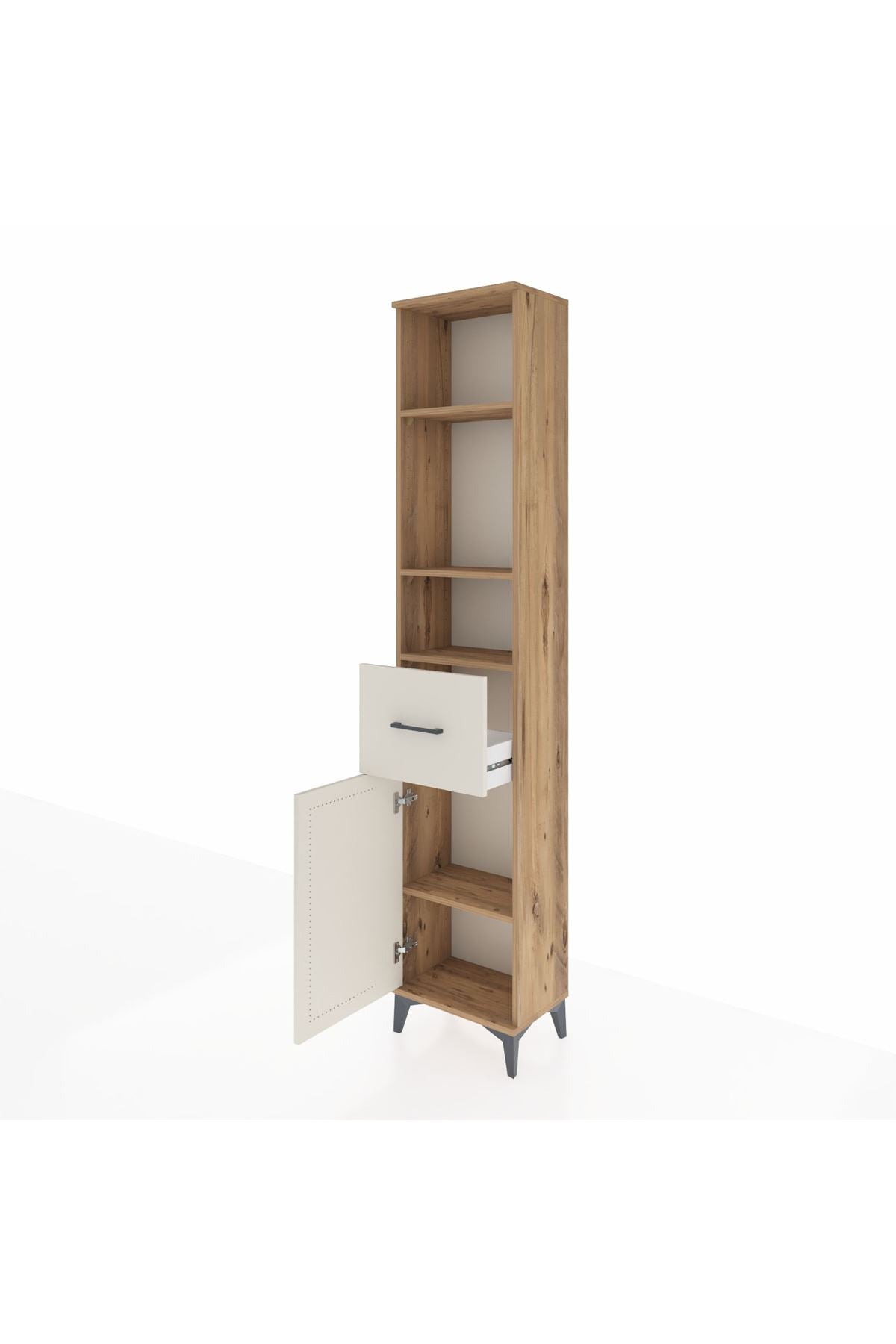 Arges Dolap 4 Raflı Tek Çekmeceli Tek Kapaklı 44x30x221 - S28M197V7A