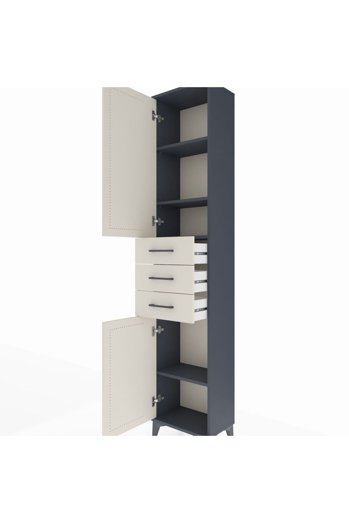 Arges Dolap 4 Raflı 3 Çekmeceli 2 Kapaklı 44x30x221 - S28M205V4A