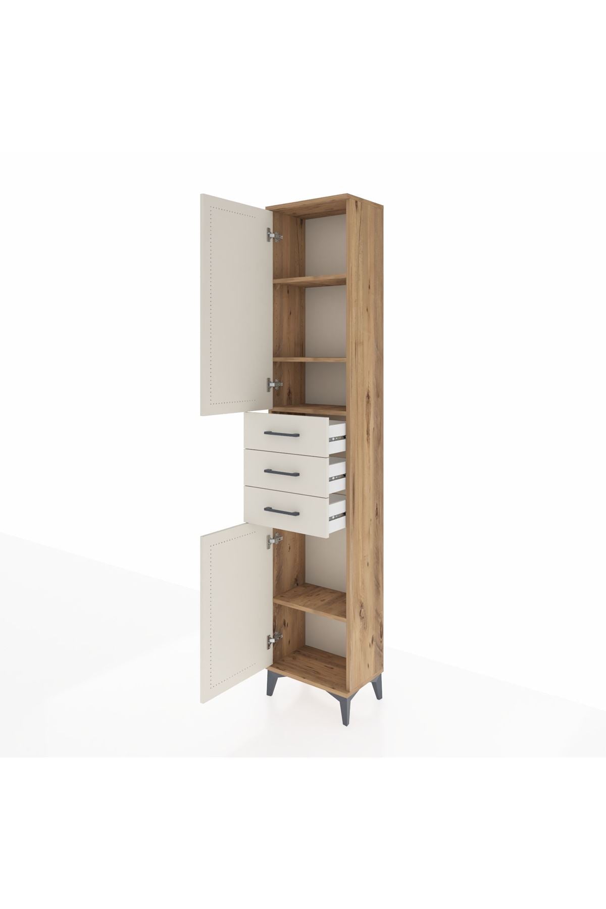 Arges Dolap 4 Raflı 3 Çekmeceli 2 Kapaklı 44x30x221 - S28M205V7A
