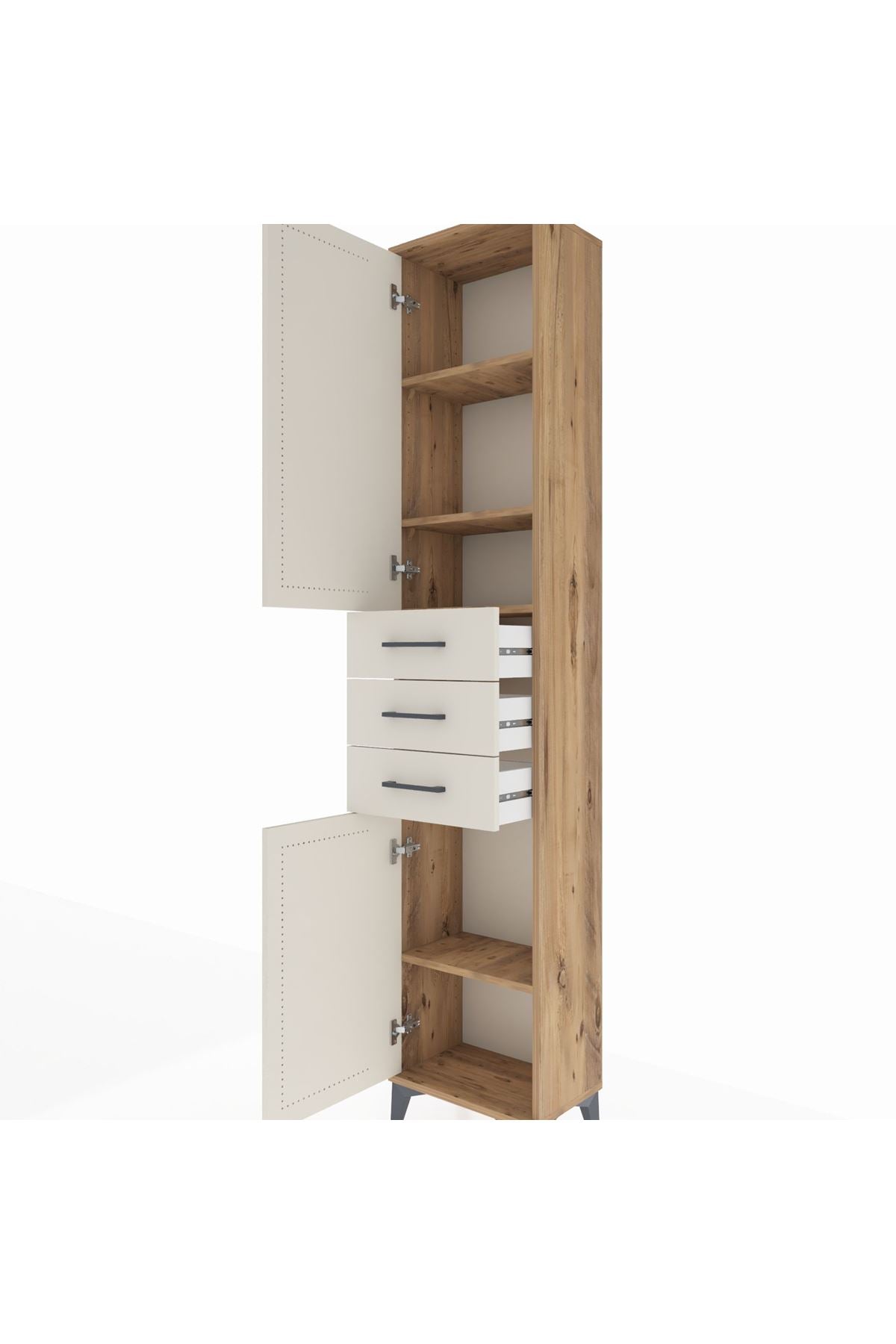 Arges Dolap 4 Raflı 3 Çekmeceli 2 Kapaklı 44x30x221 - S28M205V7A