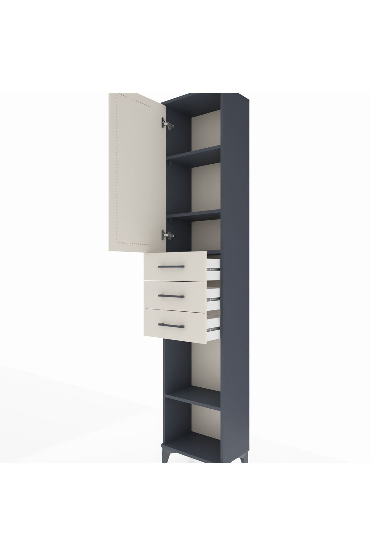 Arges Dolap 4 Raflı 3 Çekmeceli Tek Kapaklı 44x30x221 - S28M206V4A