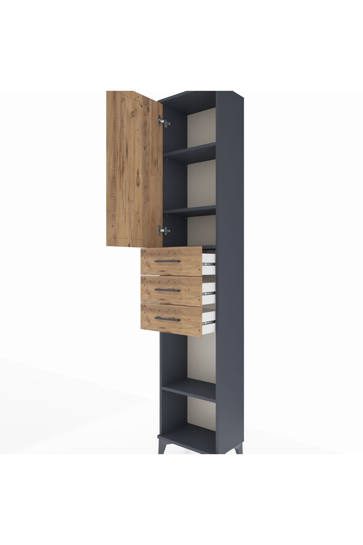 Arges Dolap 4 Raflı 3 Çekmeceli Tek Kapaklı 44x30x221 - S28M206V6A