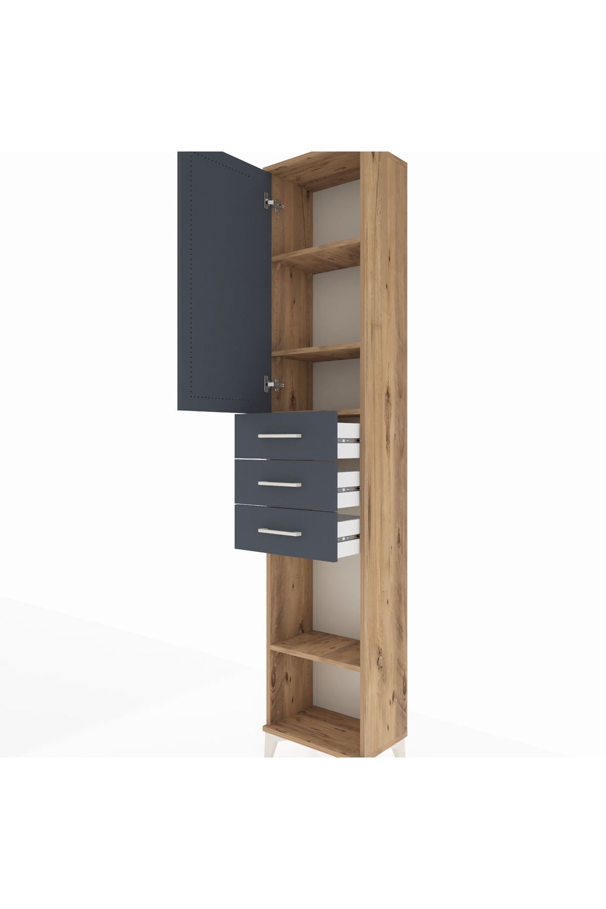 Arges Dolap 4 Raflı 3 Çekmeceli Tek Kapaklı 44x30x221 - S28M206V8A
