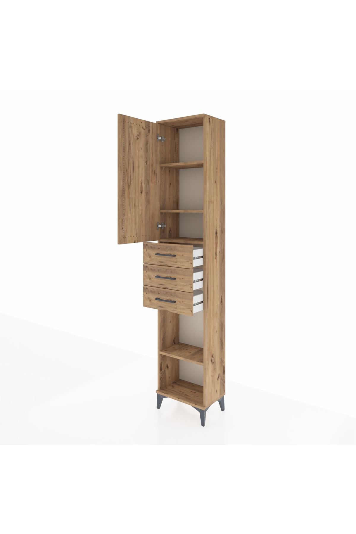 Arges Dolap 4 Raflı 3 Çekmeceli Tek Kapaklı 44x30x221 - S28M206V9A
