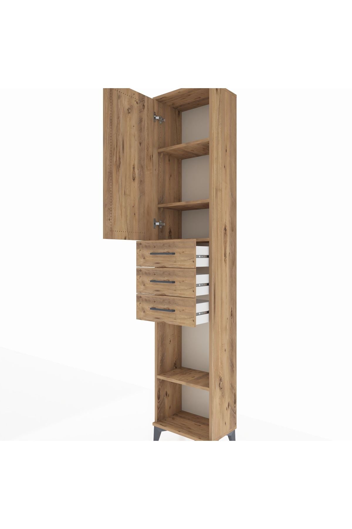 Arges Dolap 4 Raflı 3 Çekmeceli Tek Kapaklı 44x30x221 - S28M206V9A