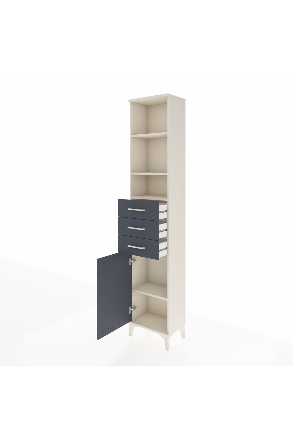 Arges Dolap 4 Raflı 3 Çekmeceli Tek Kapaklı 44x30x221 - S28M207V2A