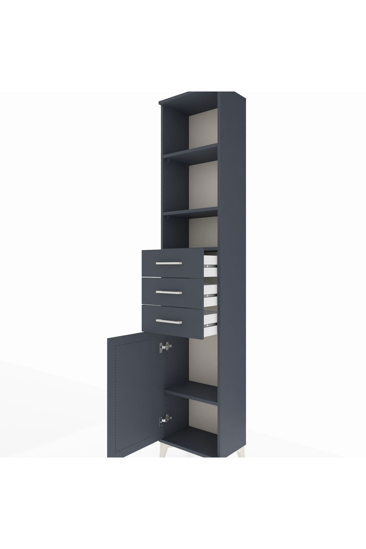 Arges Dolap 4 Raflı 3 Çekmeceli Tek Kapaklı 44x30x221 - S28M207V5A