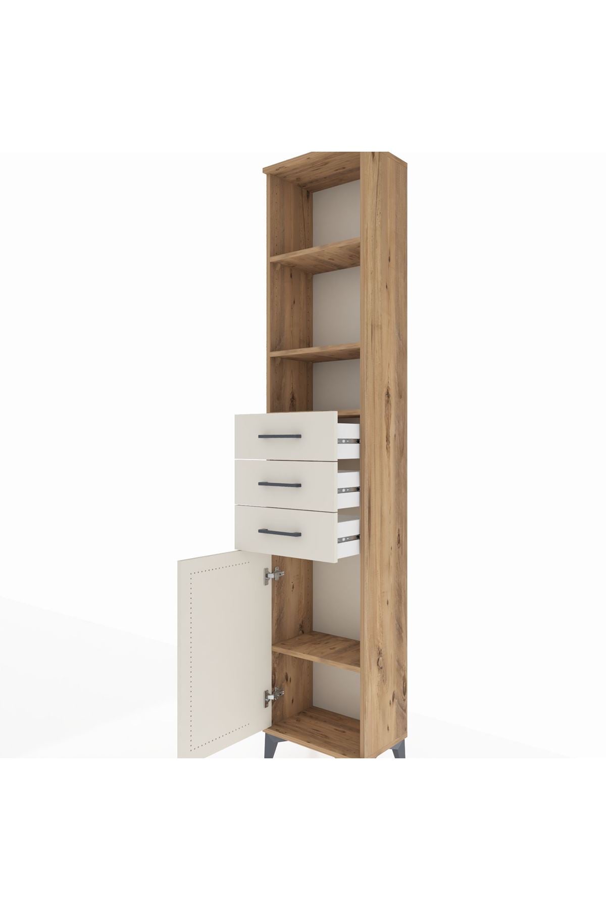 Arges Dolap 4 Raflı 3 Çekmeceli Tek Kapaklı 44x30x221 - S28M207V7A