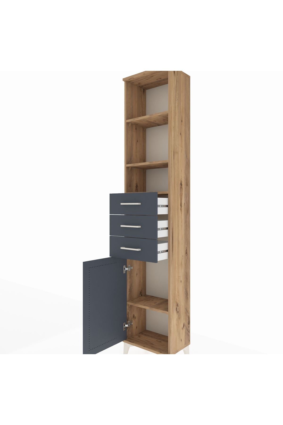 Arges Dolap 4 Raflı 3 Çekmeceli Tek Kapaklı 44x30x221 - S28M207V8A