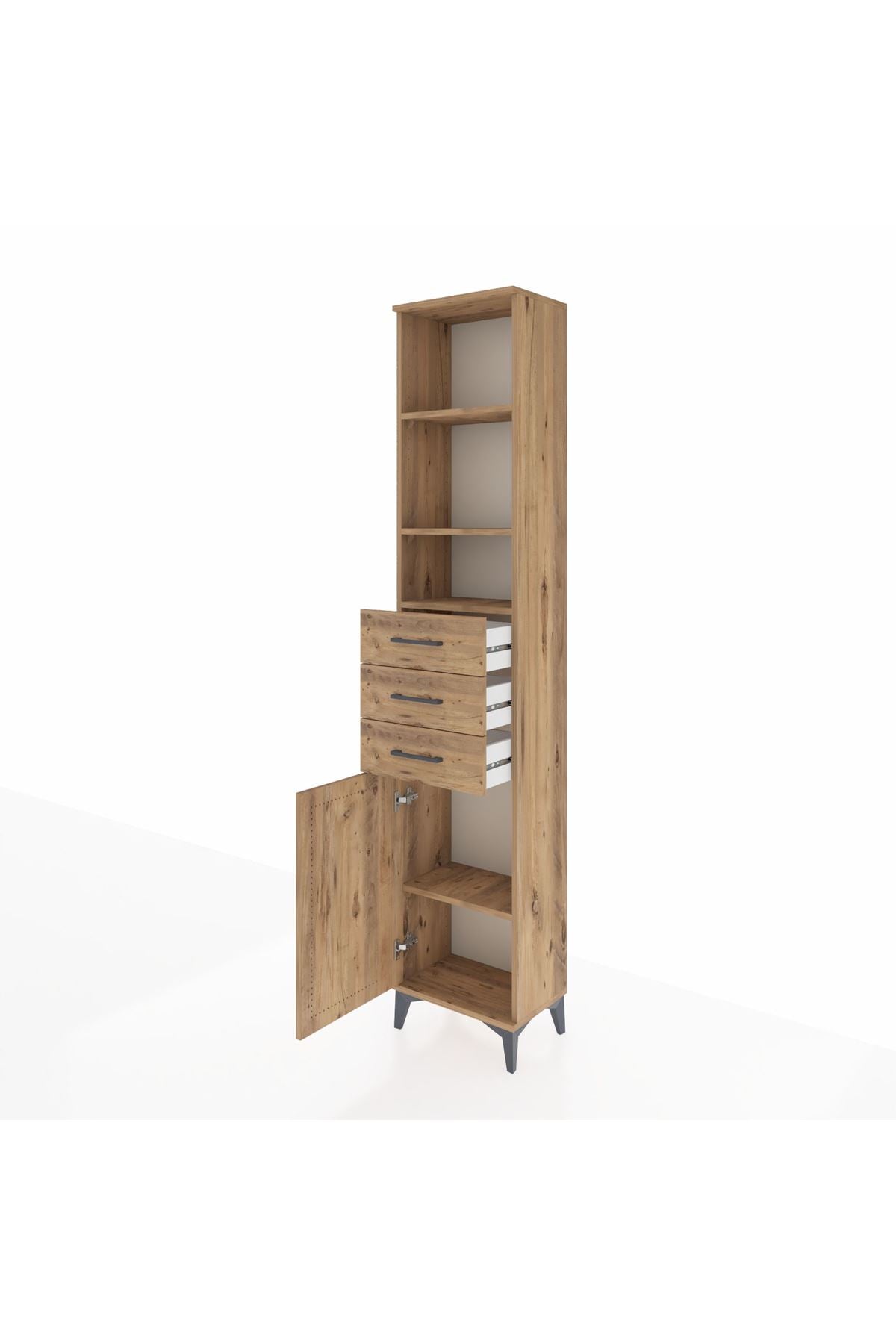 Arges Dolap 4 Raflı 3 Çekmeceli Tek Kapaklı 44x30x221 - S28M207V9A