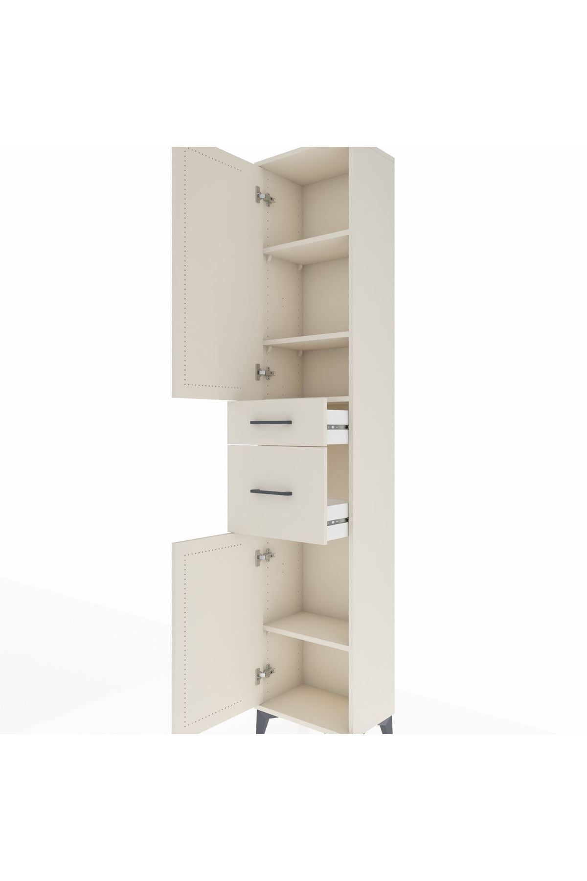 Arges Dolap 4 Raflı 2 Çekmeceli 2 Kapaklı 44x30x221 - S28M209V1A
